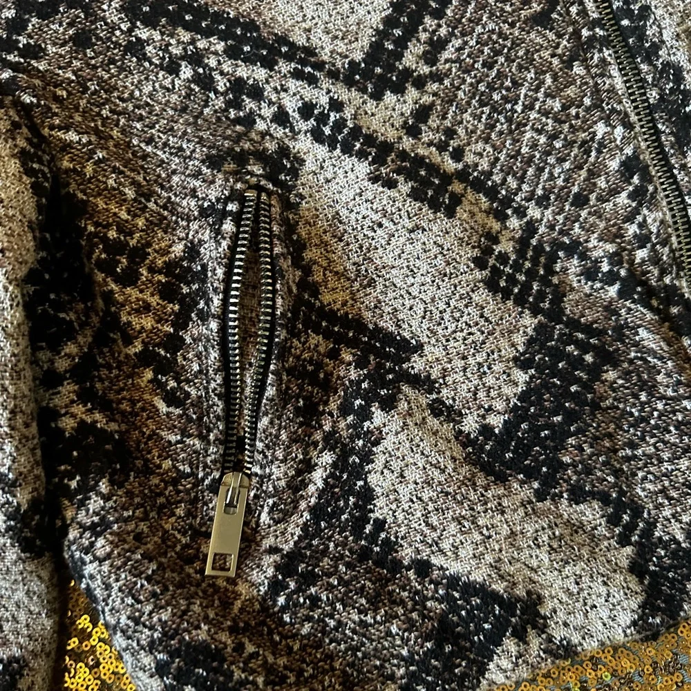 H&M Women Snake Print Jacket with Metal details Color Brown Size 4 - Picture 4 of 14